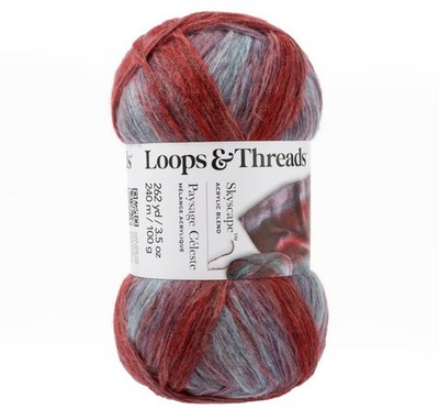 Skyscape  Yarn by Loops & Threads  Burgundy & Light Blue Multi