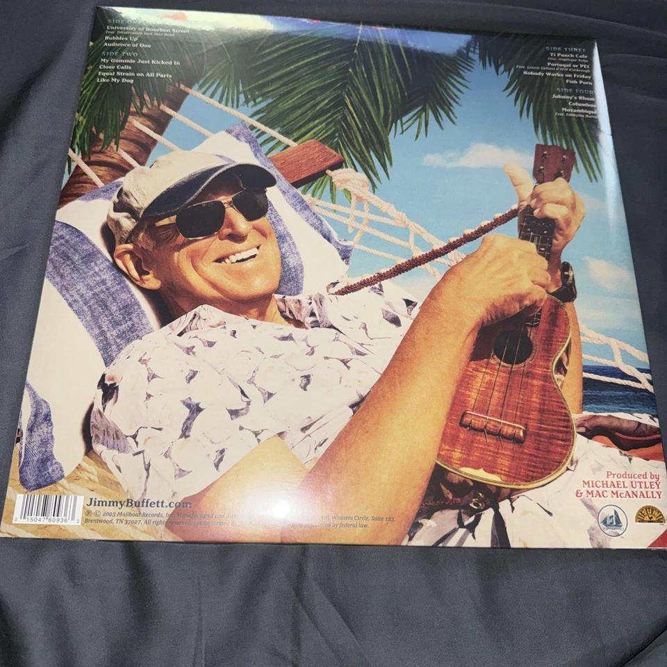JIMMY BUFFETT EQUAL STRAIN ON ALL PARTS 2LP LIMITED KEY WEST BLUE VINYL SUN8093 - Image 2 of 2