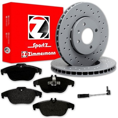 Zimmermann SPORT BREMSSCHEIBEN + BELÄGE HINTEN für MERCEDES C-KLASSE W204 S204