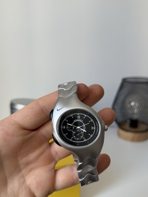 Nike Triax Chronograph Watch Silver Black Vintage Y2K Stainless