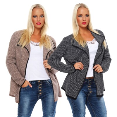 Damen Jacke Pullover Cardigan Strickjacke Pullover 36 38 40 S M L XL Farben amir