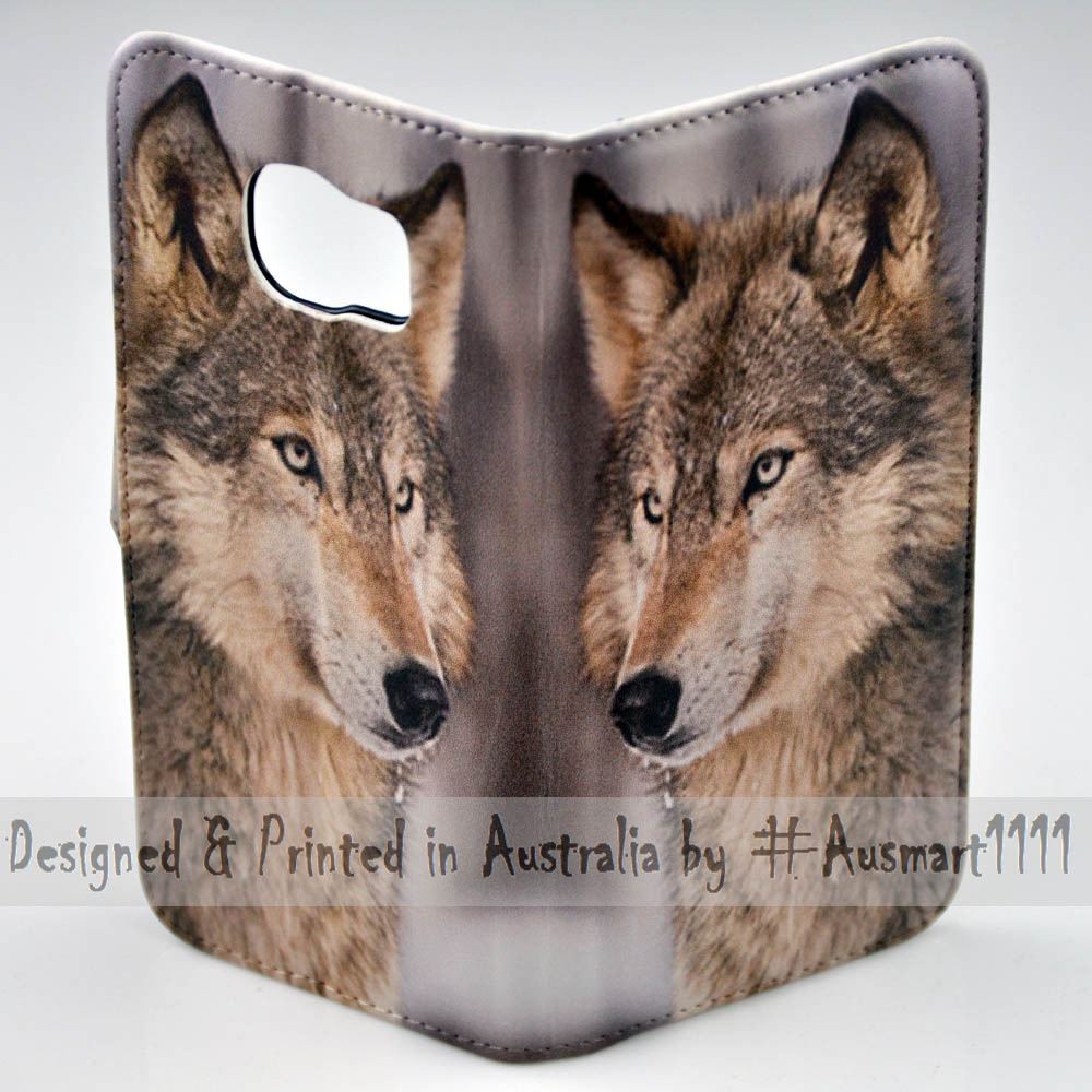 For HTC Series Mobile Phone - Snow Grey Wolf Print Flip Case Wallet Phone Cover