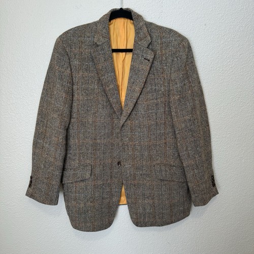 Harris Tweed Blazer Men's 40S Brown Herringbone 100% Wool Hand Woven Scotland