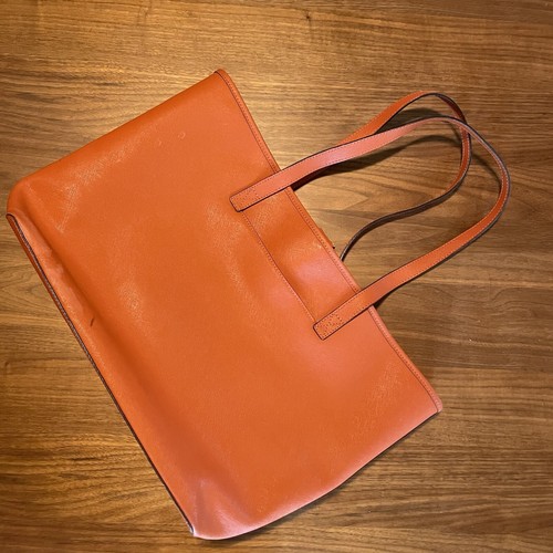 Michael Kors Dark Orange Crosshatch Leather Logo Lined Large Shoulder Tote Bag - Picture 2 of 10