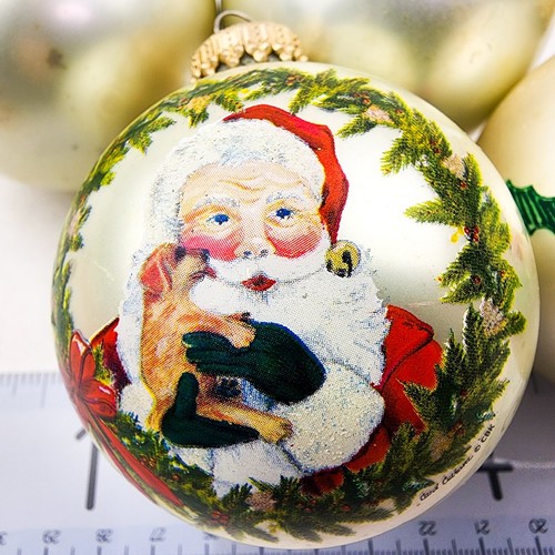 CBK Adorno de Navidad Bola Vidrio Papá Noel Cachorro y Santa Decoración de Vacaciones Set de 4 - Imagen 2 de 14