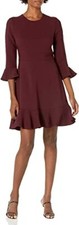 Eliza J Women's Bell Sleeve Fit and Flare Dress with Flounce Hem SZ 6 NEW *S