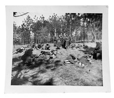WW2 Era Photo U.S. GIs Waiting Out In The Field