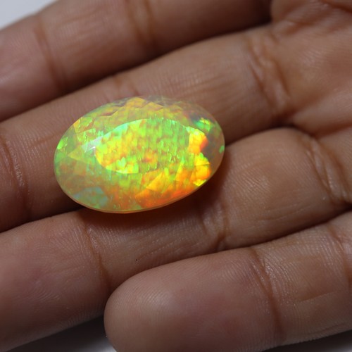 11.5Ct 21.4x14.4 MM Echt AAA Grün Gelb Feuer Honeycomb Äthiopische Opal Oval Cut - Bild 6 von 13
