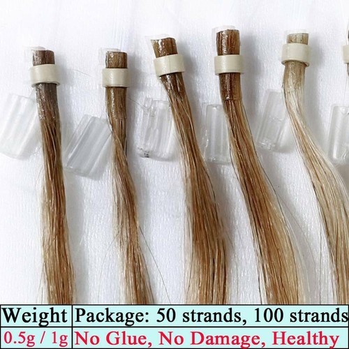 Micro Ring Loop Tip Remy Human Hair Extensions Silky Straight Micro Bead Link R4 - Picture 3 of 28