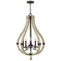 Kronleuchter HäNgelampe Deckenleuchte Holz D 50,8 Cm 5 Flammig Esszimmerlampe