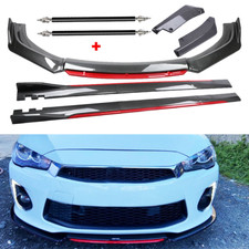 Carbon Fiber Look Red Front Lip Chin Bumper Side Skirt For Mitsubishi Lancer Gts