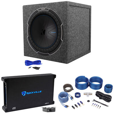 Kicker 51CWQ124 COMP Q 12'' 1000w Car Subwoofer+Sealed Box+Mono Amplifier+Amp Kit