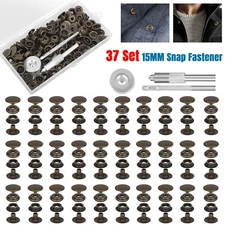 37 Sets 15MM Snap Fastener Kit Press Stud Cover Button Boat Canvas Leather Craft