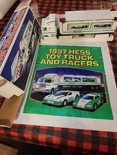 Brand New HESS 1997 Toy Truck and Racers in original box! - working lights