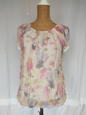 Elena Baldi Women S Floral Silk Top Romantic Airy Pastel Pink Femme Fairy Dainty