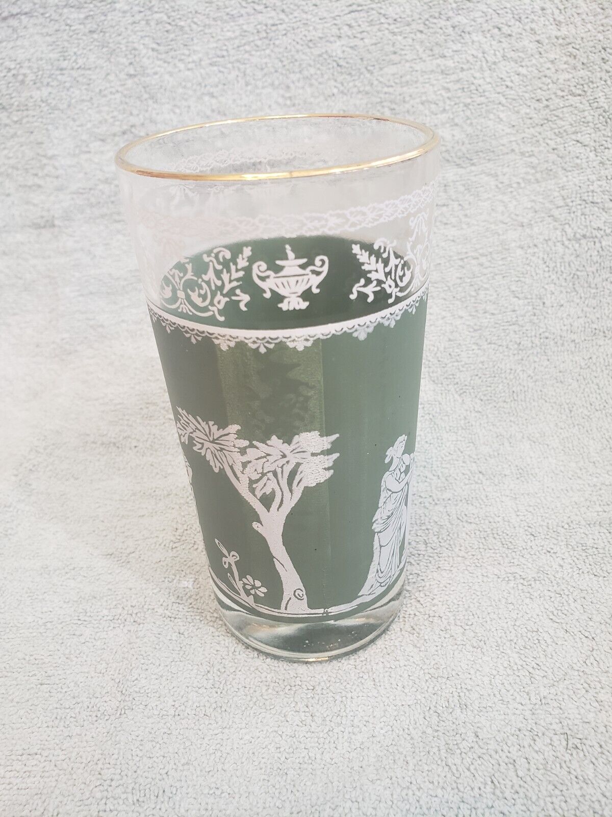 Jeanette Glass Grecian Hellenic 22k Green Wedgwood 6 Rocks Glasses