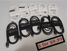 Original New USB-C to USB-C Cable 3A, Black or White 1.8m High Quality Set of 5