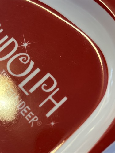 Vtg DAN DEE Xmas Rudolph Red Nosed Reindeer Divided Melamine Plate 9 3/8 Long - Picture 11 of 12