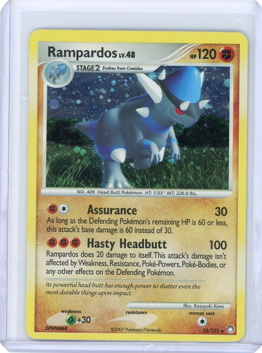 Pokemon TCG  Rampardos  33/123 Mysterious Treasures LP Cosmos Holo 2007
