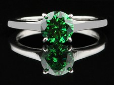 Simulated Round Cut 2.20 CT Bright Emerald  Sapphire Women Wedding Silver Ring