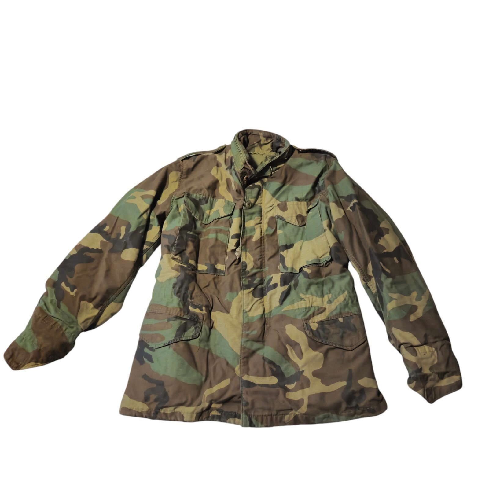 Camo Military Jacket Field Coat Cold Weather Woodland Jacket Mens Size Small