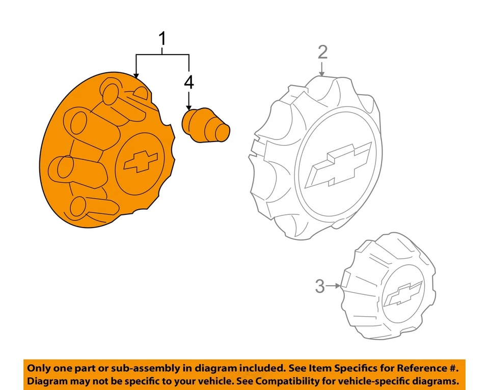 Silverado 2500HD 3500HD 2011-2017 tapacubos central plateado nuevo GM # 22781441 Foto 2 de 3