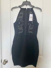 NWT Women's Guess Black Floral Lace Sheer Dress Size S