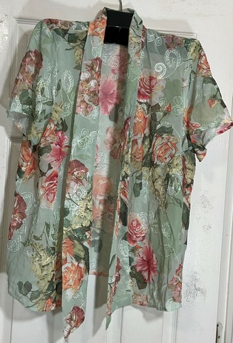 New Alfred Dunner plus size 18 Women Open Front Shawl Cardigan Topper floral - Picture 3 of 4