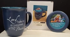 Abbey Gift St. Francis Mug with Matching Coaster Lid Scriptures