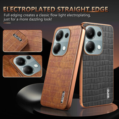 For Xiaomi Poco M6 Pro 4G, CLASSIC CROCODILE PATTERN PU Leather Soft Case Cover
