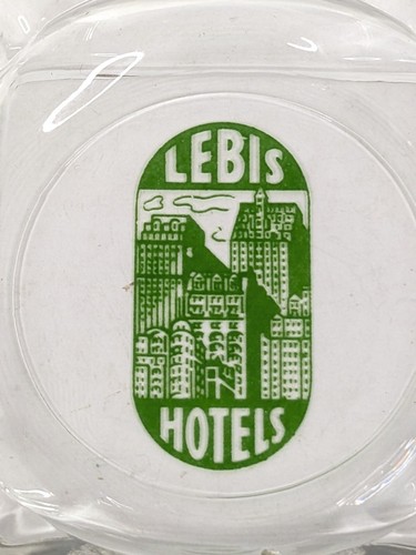 Lebis Hotels Clear Glass Green Art Ashtray Square 3.5” 1960s 1970s - Picture 19 of 24