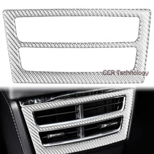 Real Carbon Fiber Silver Rear Seat Air Vent Frame Trim Cover Fits 16-21 Model X