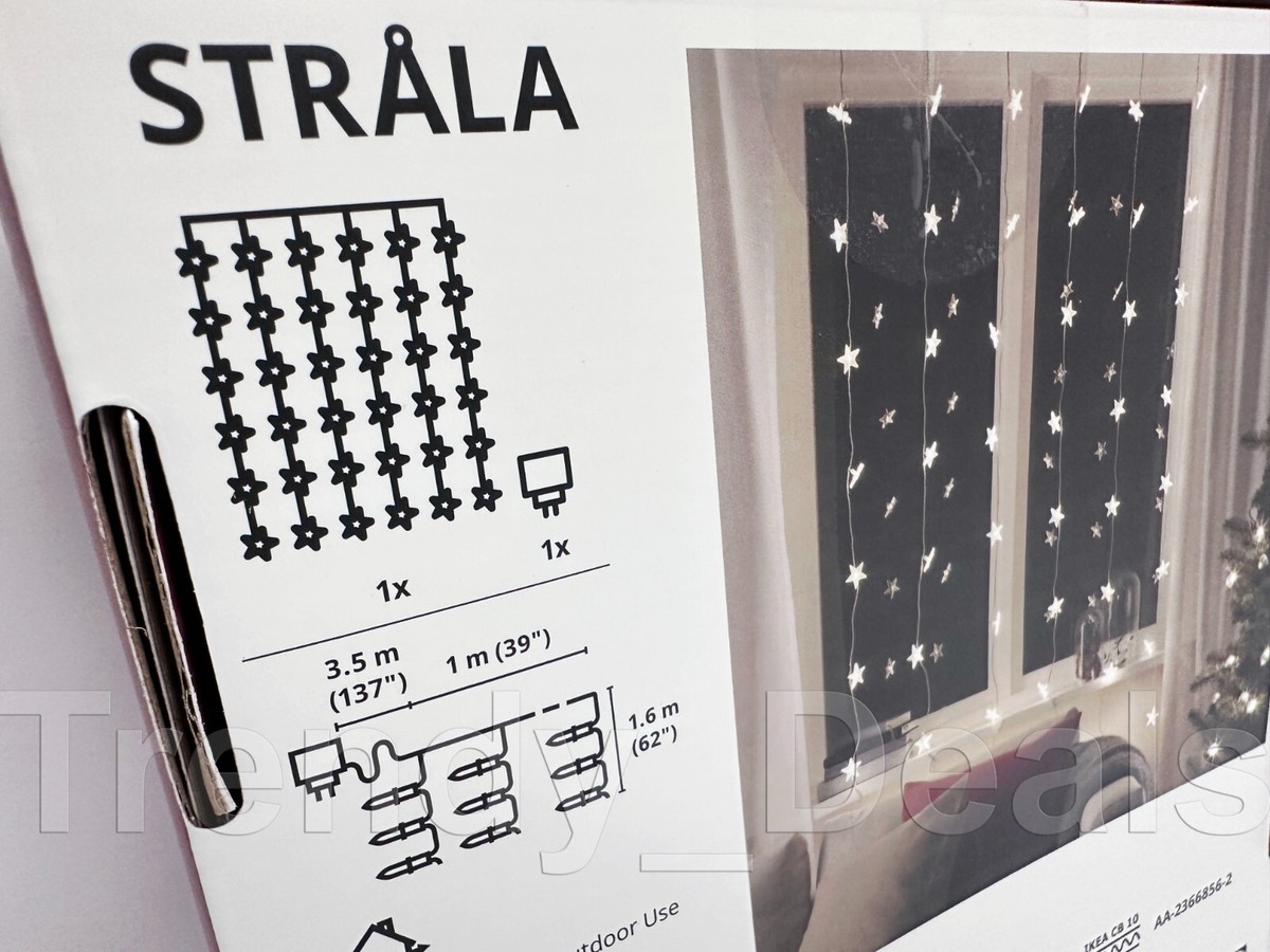 Ikea STRALA LED String Light Curtain w/48 Star Lights White Ikea STRALA LED String Light Curtain w/48 Star Lights White