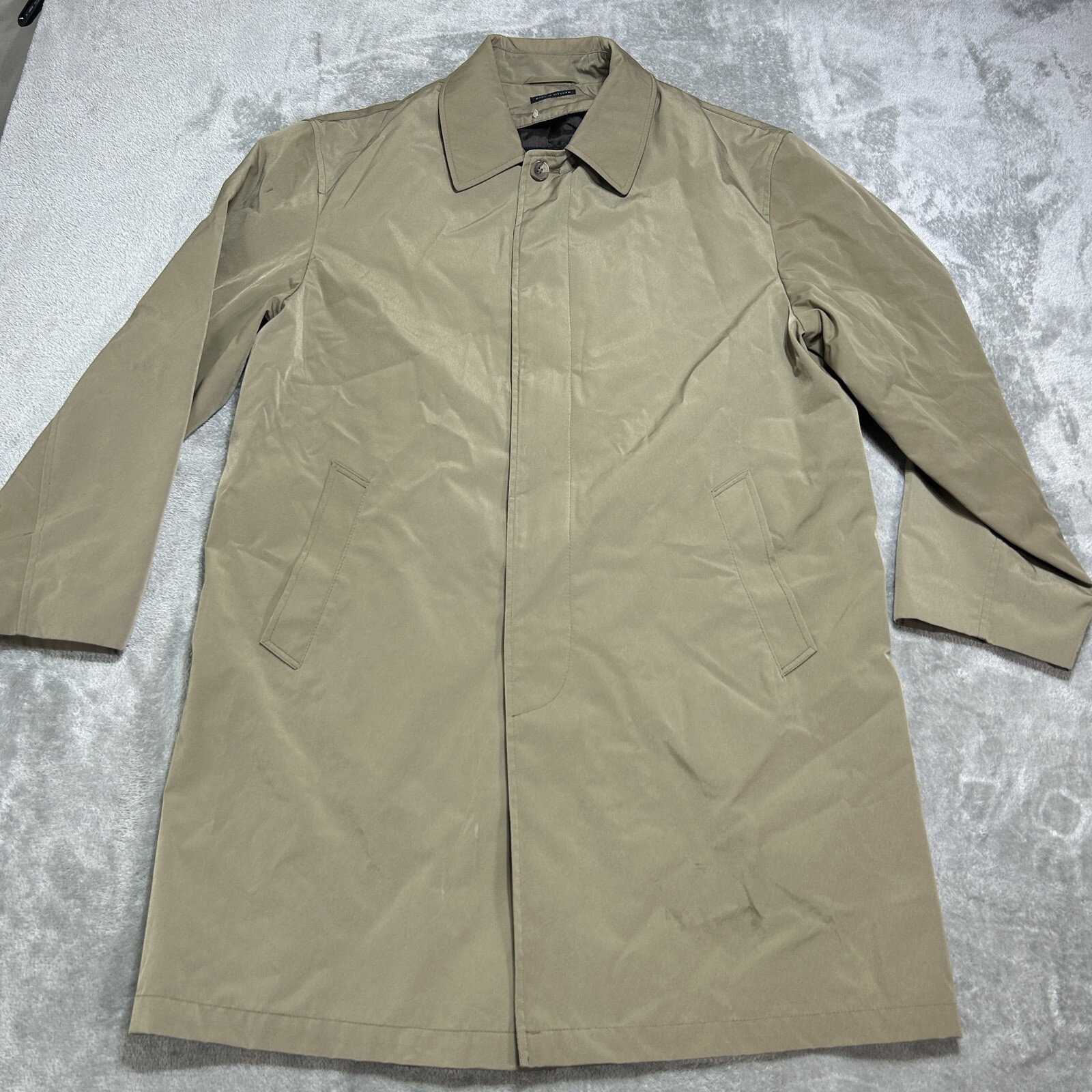 ALFANI Trench coat Mens 38R Rain OverCoat Jacket Button Front Beige-image