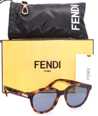 NEW FENDI FE 40092I 53V ROUND BLONDE HAVANA/BLUE LENS  display picture 3