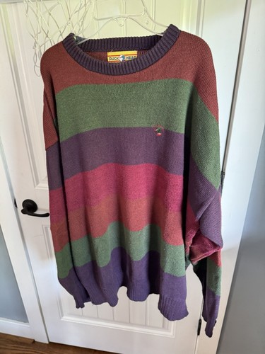 Vintage Duck Head Sweater Retro Patterned Stripes 1990s Size XL