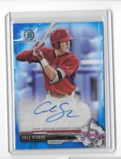2017  Bowman Chrome #CPA-CS Cole Stobbe Prospect Auto Blue Refractor /150
