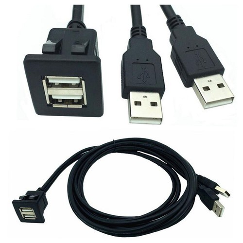USB 2.0 dual Male To female car Dashboard Flush/Mount/Socket Extension Cable - Afbeelding 3 van 8