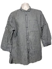 Ch Carolina Herrera Men’s Linen Blend Gray Plaid & Checks Long Sleeve Shirt SZ L