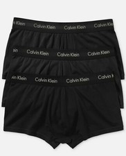 Image of Men's Calvin Klein E2046 Stretch Cotton Low Rise Trunks 3-Pack Black Size Small