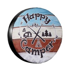 UK 14inch Happy Camper Spare Tire Cover Wheel Protector Cover for Trailer RV SUV