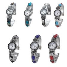 Blekon Collections Womens 22mm Case Graved Stones Large Cuff Bangle Watch