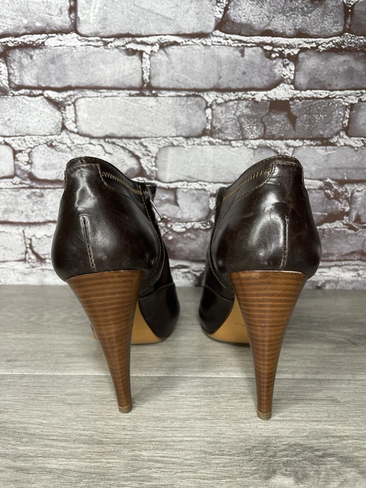 7 Seven for all Mankind Botines de Tacón de Madera de Cuero Marrón para Mujer Talla 40EU/9.5M US Foto 4 de 4