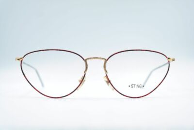 Vintage Sting Atair J48 Rot Gold oval Brille Brillengestell eyeglasses NOS