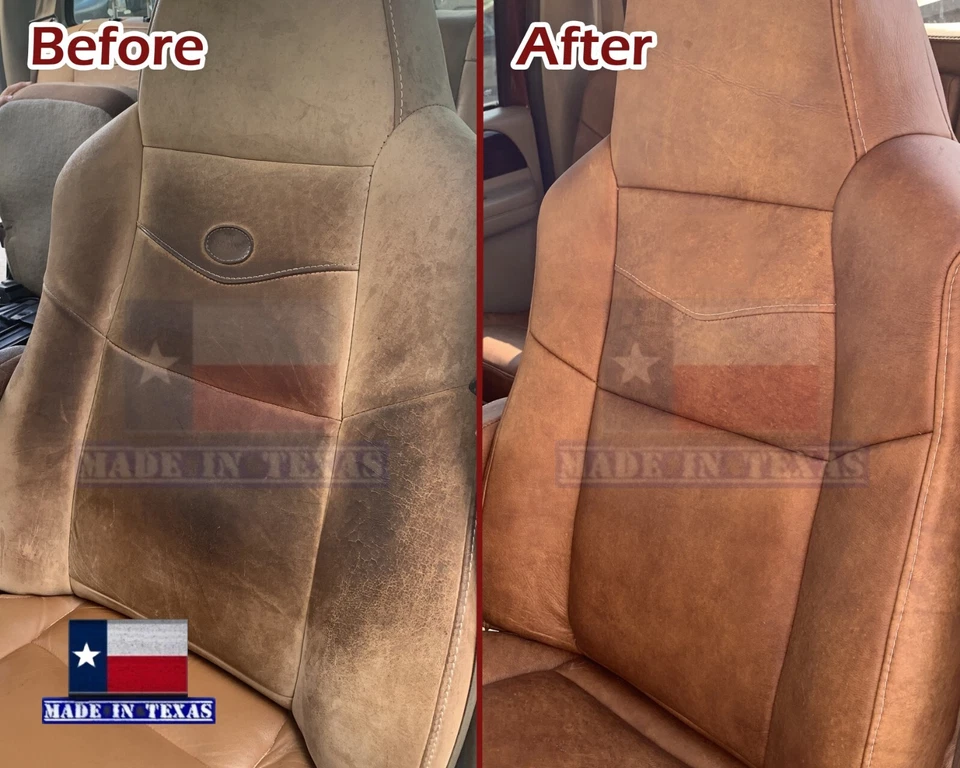 Fundas de asiento delanteras de cuero hechas para Ford F250 F350 King Ranch 2003 2004 2005 2006 Foto 3 de 4