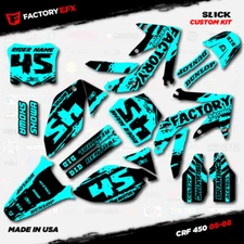 Black & Cyan Slick Racing Graphics Kit fits Honda CRF450R 05-08 Crf 450 Crf450