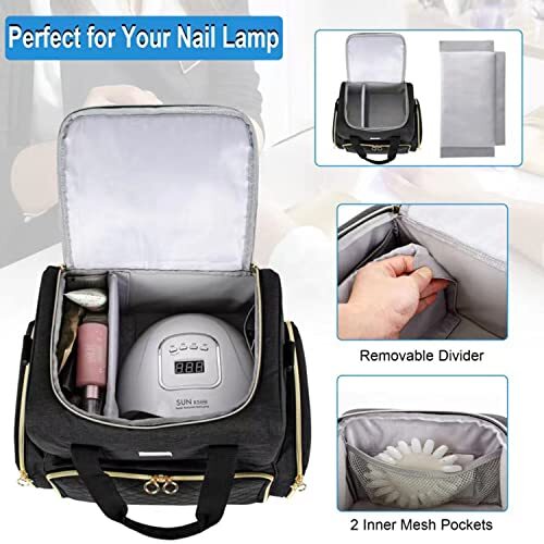 Nail Polish Organiser Bag,Large Nail Kit Bag Holds 80 Bottles and a Nail - Picture 3 of 5