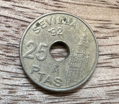 スペイン 25PTAS 1992年 セビリアの塔 SPAIN 🇪🇦 25 PESETAS COIN 1992 King J Carlos I COMMEMORATIVE