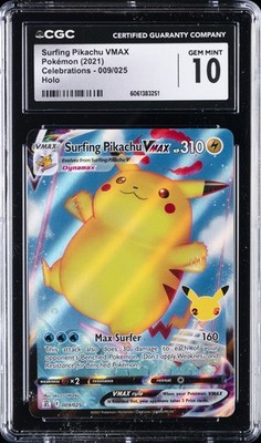 サーフィンピカチュウVMAX 2021年 Gem Mint 10 2021 POKEMON CELEBRATIONS #009 SURFING PIKACHU VMAX HOLO CGC 10
