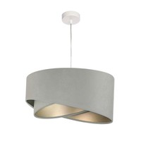 Moderne HäNgeleuchte Grau Silber Stoff Ø50Cm Schlafzimmer Esstisch HäNgelampe